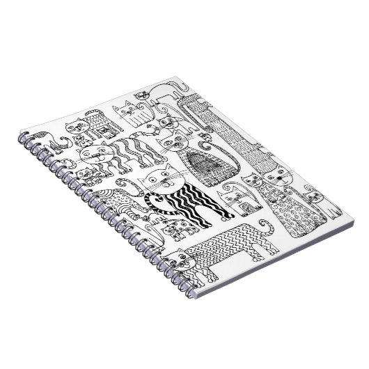 Zwart-witte katten Handtekening Moderne Kunst Notitieboek (Rechterzijde)