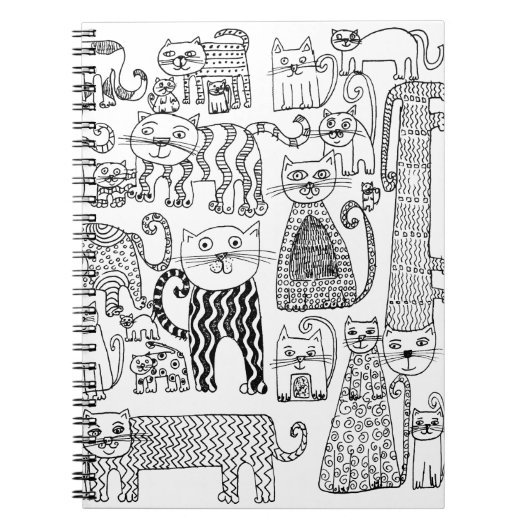 Zwart-witte katten Handtekening Moderne Kunst Notitieboek (Voorkant)