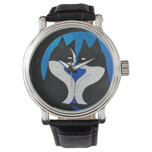Zwart-witte katten horloge