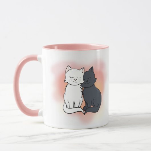 Zwart-witte katten in Love Dreamweaver Pink Mok (Links)