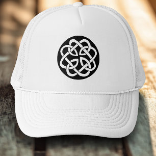 Zwart Witte Keltische Knoopwerk Cirkel Symbool Trucker Pet