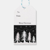 Zwart-witte kerstbomen cadeaulabel (Voorkant)