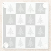 Zwart-witte kerstbomen glazen onderzetter (Achterkant)