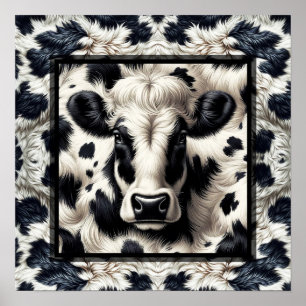 Zwart & Witte Koe Cowhide Bont Bontgekleurde Uiter Poster