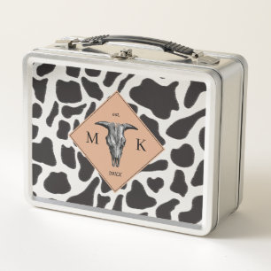 Zwart-witte Koe Spot Animal Patroon Monogram