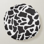 Zwart-witte Koe Spot Animal Patroon Rond Kussen (Achterkant)