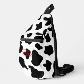 Zwart-witte koe spots crossbody sling bag (Rechterhoek)