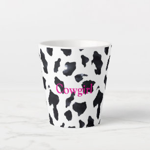 Zwart Witte Koeienprint Cowgirl Latte Mok
