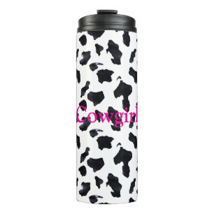 Zwart Witte Koeienprint Cowgirl Thermosbeker
