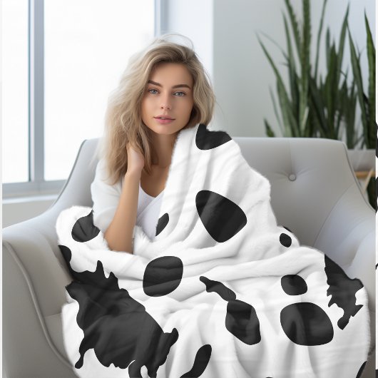 Zwart-witte koeienprint fleece deken