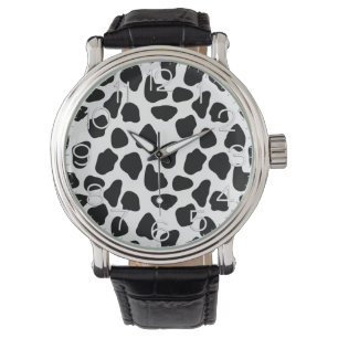 Zwart-witte koeienprint horloge