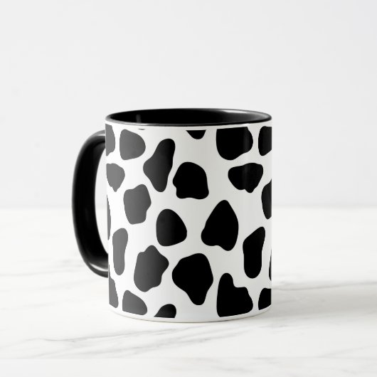 Zwart-witte koeienprint mok (Voorkant links)