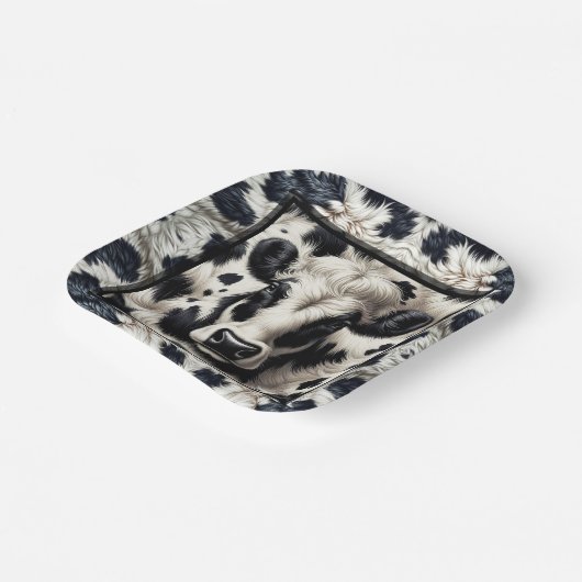 Zwart & Witte Koeienvlekken Zachte Koehuid Verjaar Papieren Bordje (Gebogen)