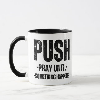 Zwart-witte koffie mok met motivatie quote