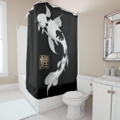 Zwart/Witte Koi Vis Douchegordijn (In situ)