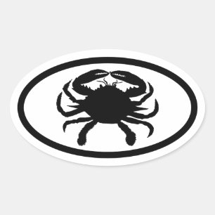 Zwart-Witte Krab Ovale Sticker