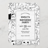 Zwart-witte krabbelkatten kaart (Voorkant / Achterkant)