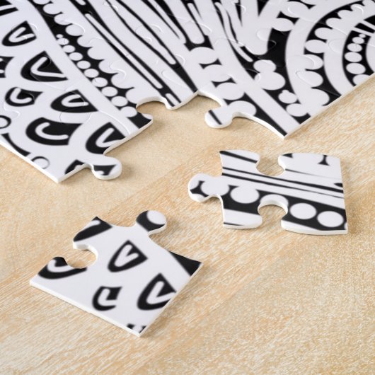 Zwart-witte kraskunst en stipkunst legpuzzel (Zijkant)