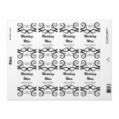 Zwart-witte  kristalwijn etiket (Full Sheet)