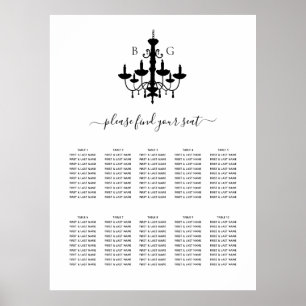 Zwart Witte Kroonluchter Trouwstoel Grafiek Poster