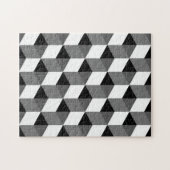 Zwart-witte kubussen Optische illusie onmogelijk Legpuzzel (Horizontaal)