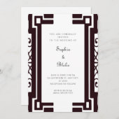 Zwart-witte  kunst Deco Wedding Kaart (Voorkant / Achterkant)