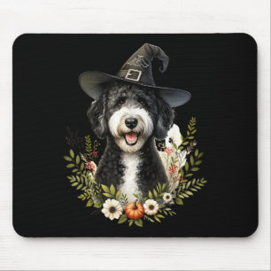 Zwart Witte Labradoodle Hond Halloween Waterverf Muismat