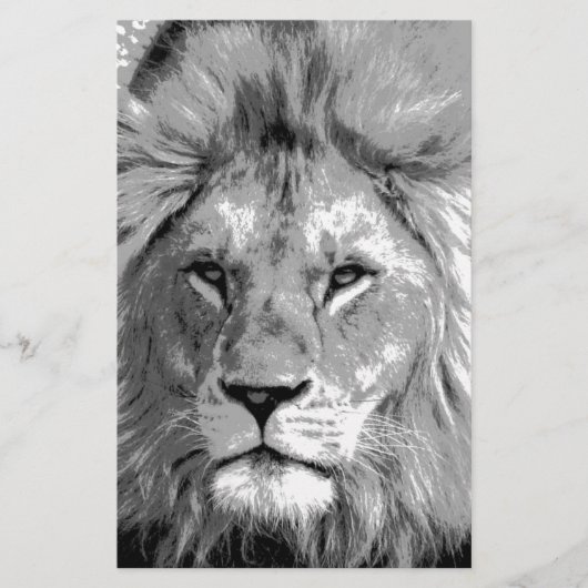 Zwart-Witte Leeuw Briefpapier (Voorkant)