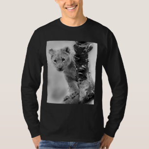 Zwart-witte leeuwenwelpje t-shirt