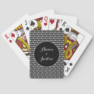 Zwart Witte Liefdes Valentijnskaart met Namen van  Pokerkaarten