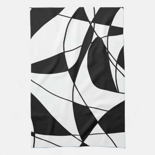 Zwart-witte lijnen, blok kleurenprintpatroon theedoek (Verticaal)