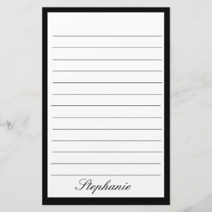 Zwart Witte Lijnen Lijsten Monogram Namen Aangepas Briefpapier