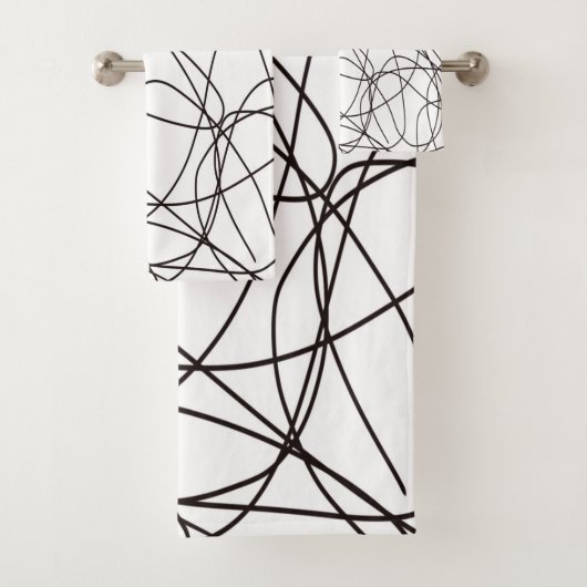 Zwart-witte lijnkunst bad handdoek (Insitu)