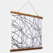 Zwart-witte lijnkunst hangend wandkleed (Gebogen)