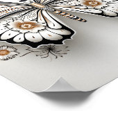 Zwart-witte lijntekening van een vlinder poster (Hoek)