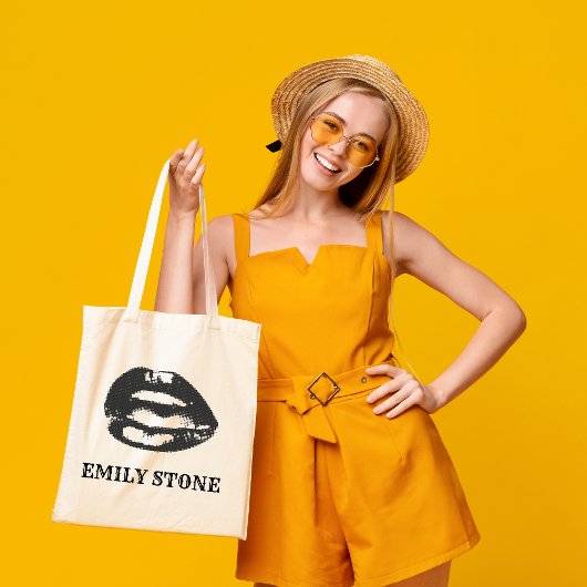 zwart& witte lippen Tote Tas