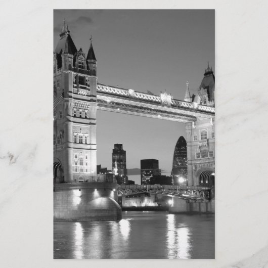 Zwart Witte London Tower Bridge Briefpapier (Voorkant)