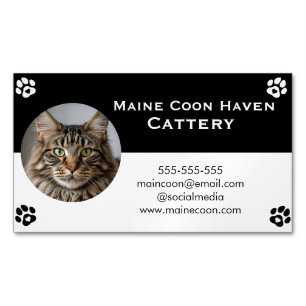 Zwart-witte Maine Coon aanpasbaar Magnetisch Visitekaartje