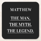 Zwart witte man mythe legende vierkante kartonnen onderzetter (Voorkant)