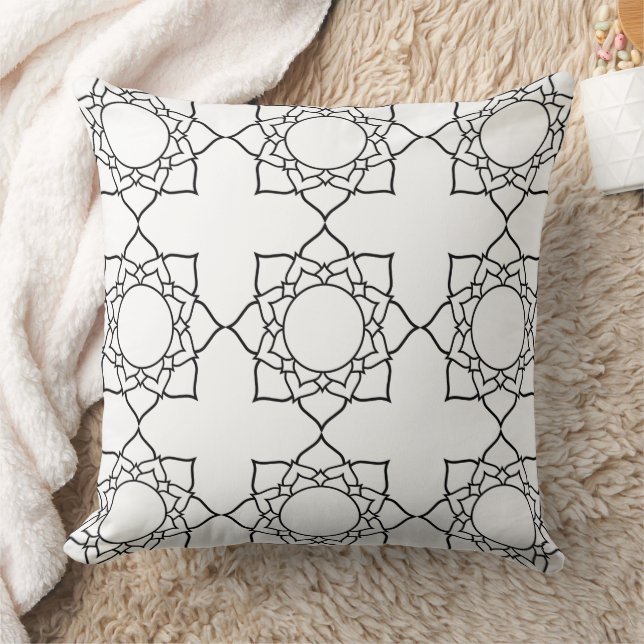 Zwart Witte Mandala Patroon Kussen Stof Verf (Deken)