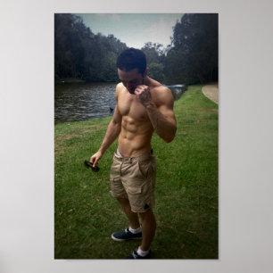 Zwart-witte mannetjes fitness-poster poster