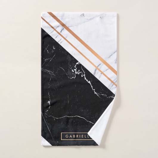 Zwart-witte marmer bad handdoek (Handdoek)