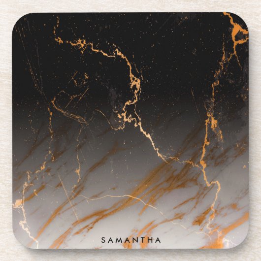 Zwart-witte marmer bier onderzetter (Voorkant)
