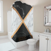 Zwart-witte marmer douchegordijn (In situ)