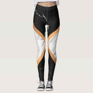 Zwart-witte marmer leggings