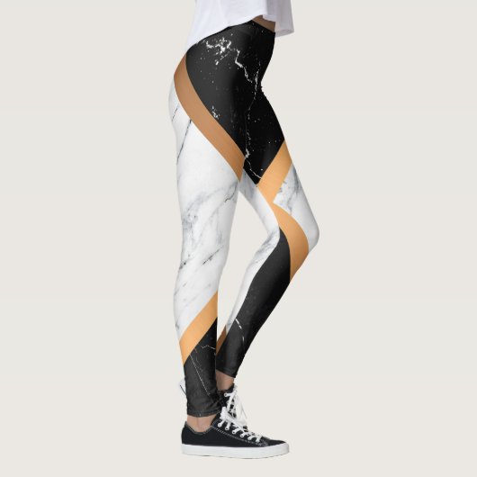 Zwart-witte marmer leggings (Rechts)
