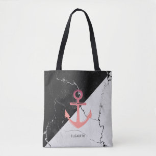 Zwart-witte marmer met Anchor Draagtas