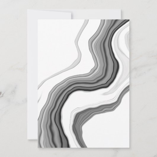 Zwart-witte marmer met fluid Art Weddenschap Kaart (Achterkant)