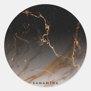 Zwart-witte marmer ronde sticker