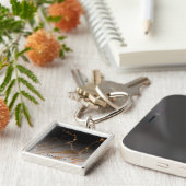 Zwart-witte marmer sleutelhanger (Zijkant)